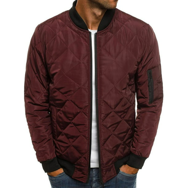 Wantdo Mens Quilted Bomber Jacket Warm Padded Outdoor Diamond Puffer Coat 